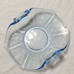 Two Vintage Pale Blue Glass Dishes